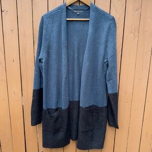 Love Ellie | NWOT Navy Confetti Speckle Color Block Sweater Cardigan Size Large